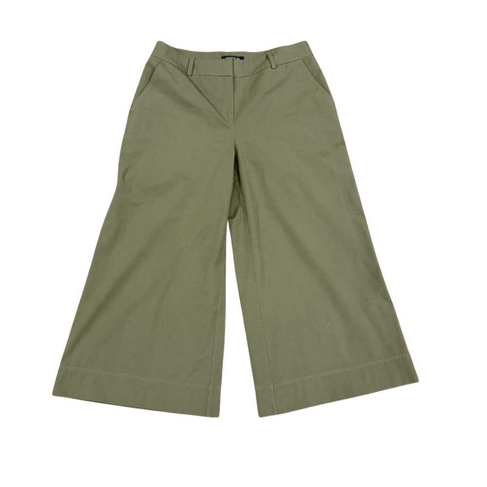 Lafayette 148 New York Olive Green Cropped Wide-Leg Pants